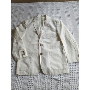 Peter Millar Linen Cotton Blend Blazer Sport Coat White 2 Button Size Medium